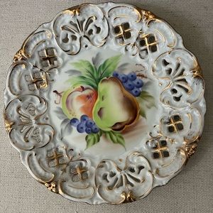 Vintage collectable lefton china reticulated hand painted plate